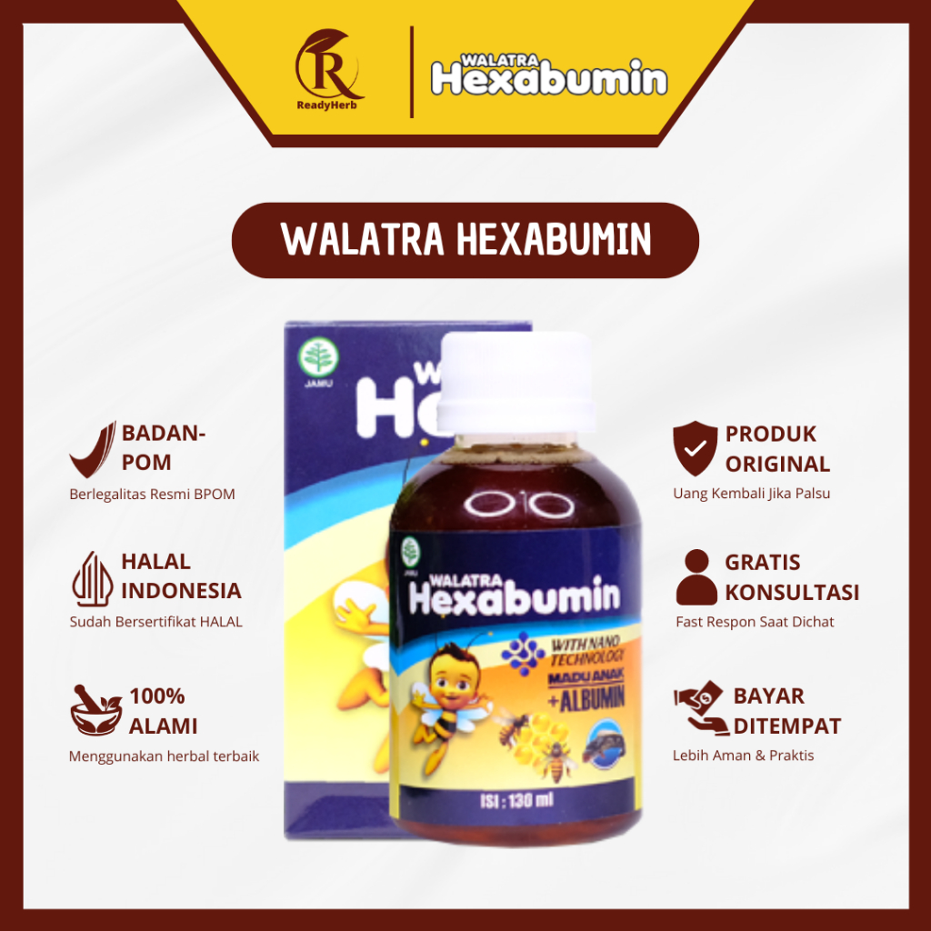 Walatra Hexabumin - Madu Anak Plus Ekstrak Albumin 100% Original Madu Hexabumin Multivitamin Anak