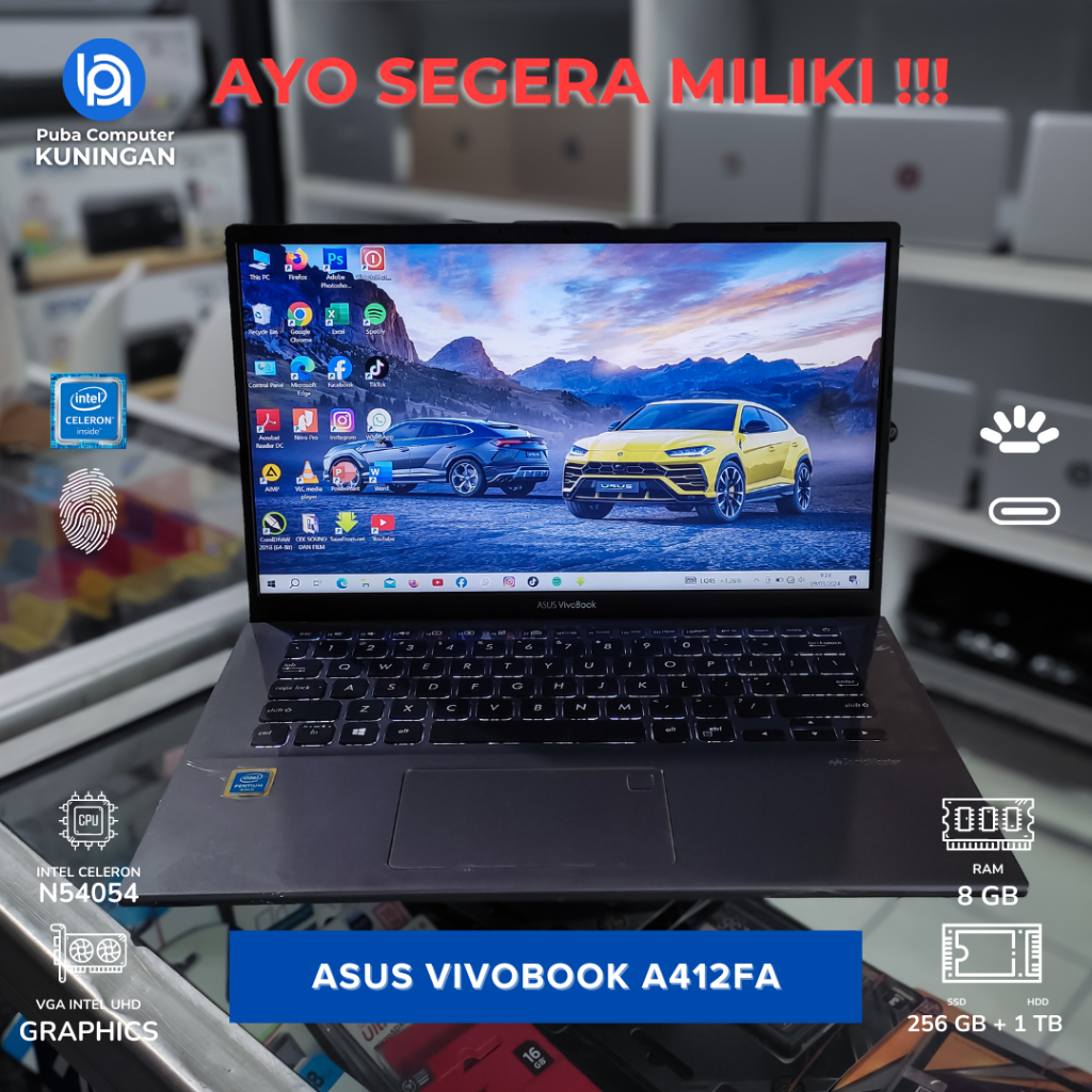 ASUS VIVOBOOK A412FA - Intel Pentium 5405U (4CPU) 2,3Ghz - RAM 8GB - SSD 256GB + HDD 1TB