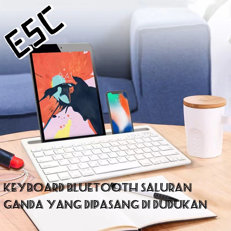 ESC Keyboard Bluetooth Nirkabel, Keyboard Mode Ganda (Bluetooth + 2.4G), Keyboard Laptop dengan