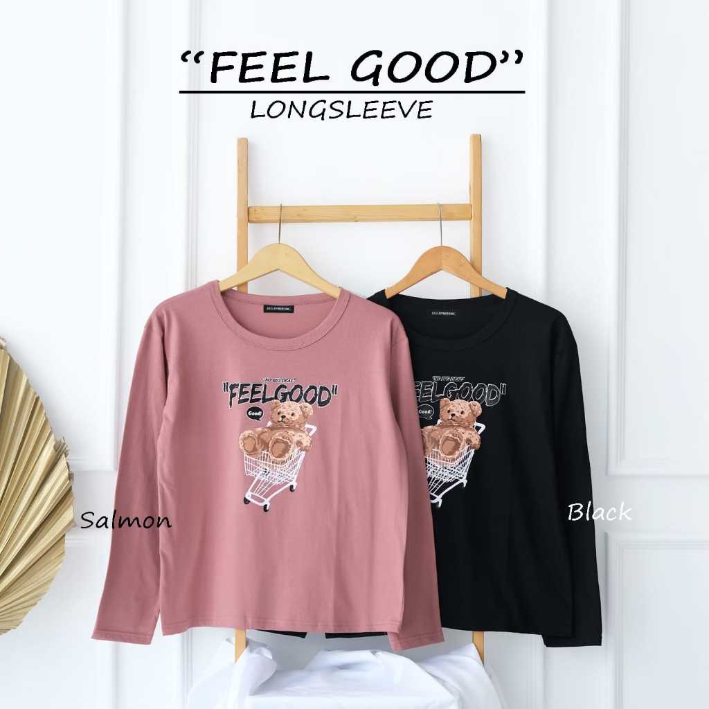 HN store. id Kaos Lengan Panjang Baju Lengan Panjang Katun Combed 30s Salmon x Black