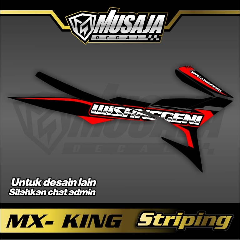 Stiker Striping Mx king merah hitam transparan uv glossy non full body custom premium