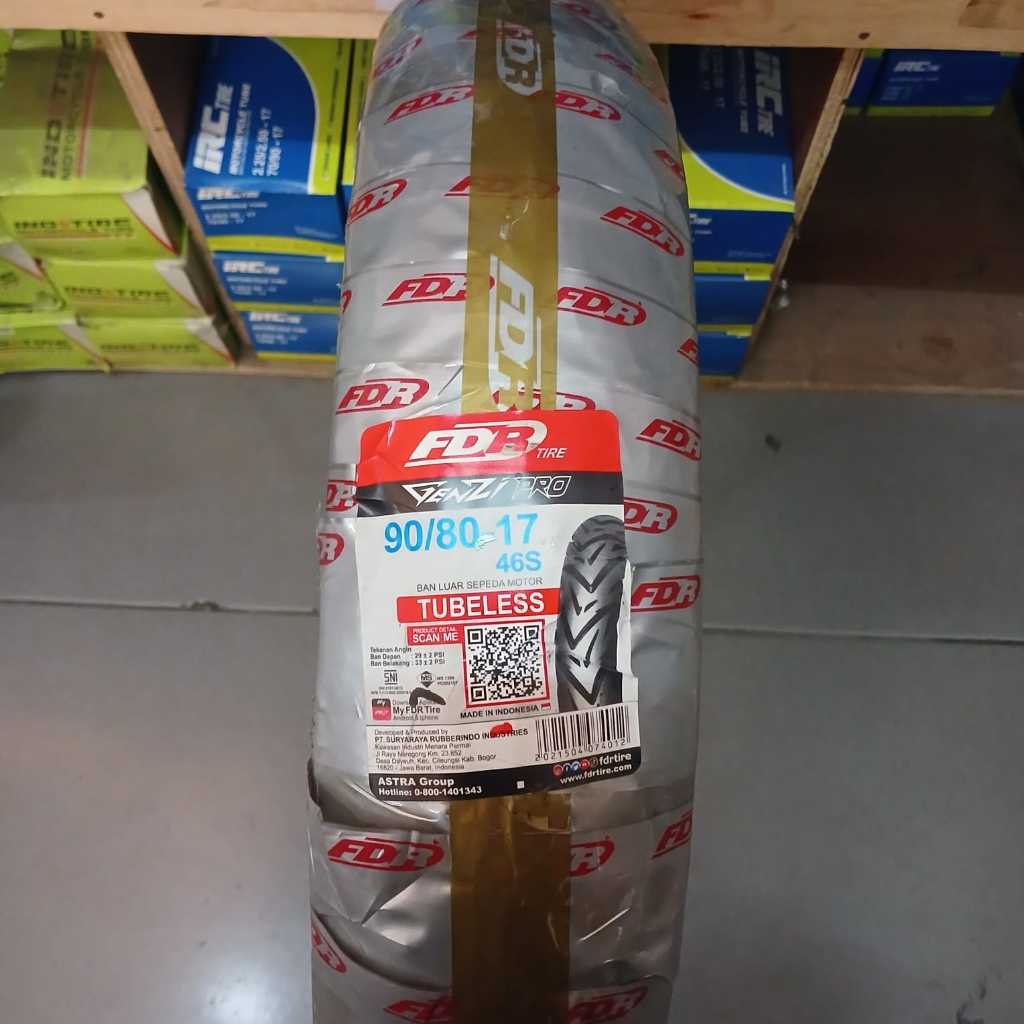 ( FREE PENTIL ) BAN DEPAN / BELAKANG FDR GENZIPRO TUBLESS UK.90/80-17 UNTUK MOTOR VIXION,SUPRA, SATR