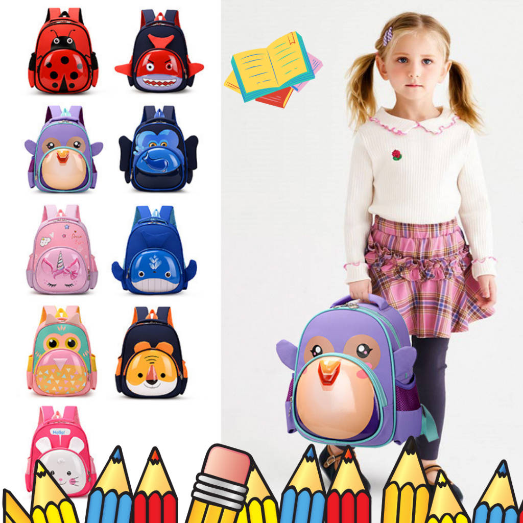 [JTC]  Tas Ransel Anak Sekolah PAUD/TK motif timbul karakter kartun 3 Dimensi Kualitas Premium-M0178