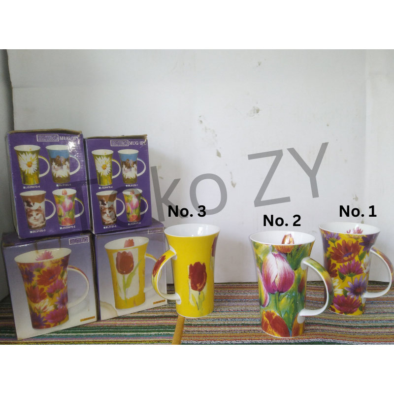 Cangkir / Mug Cantik Bunga Ceramic / Bistro / Ceramic