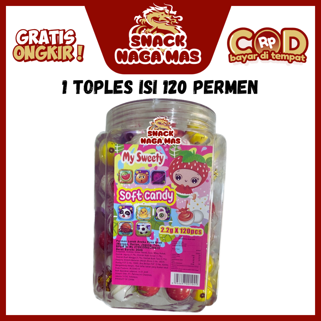 

PERMEN LUNAK MINI MY SWEETY [1 TOPLES ISI KURLEB 120 PCS]
