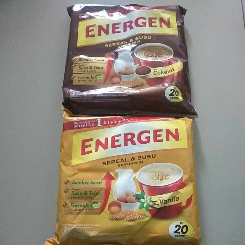 

Energen Sereal & Susu Variant Vanila & Coklat isi 20 sachet