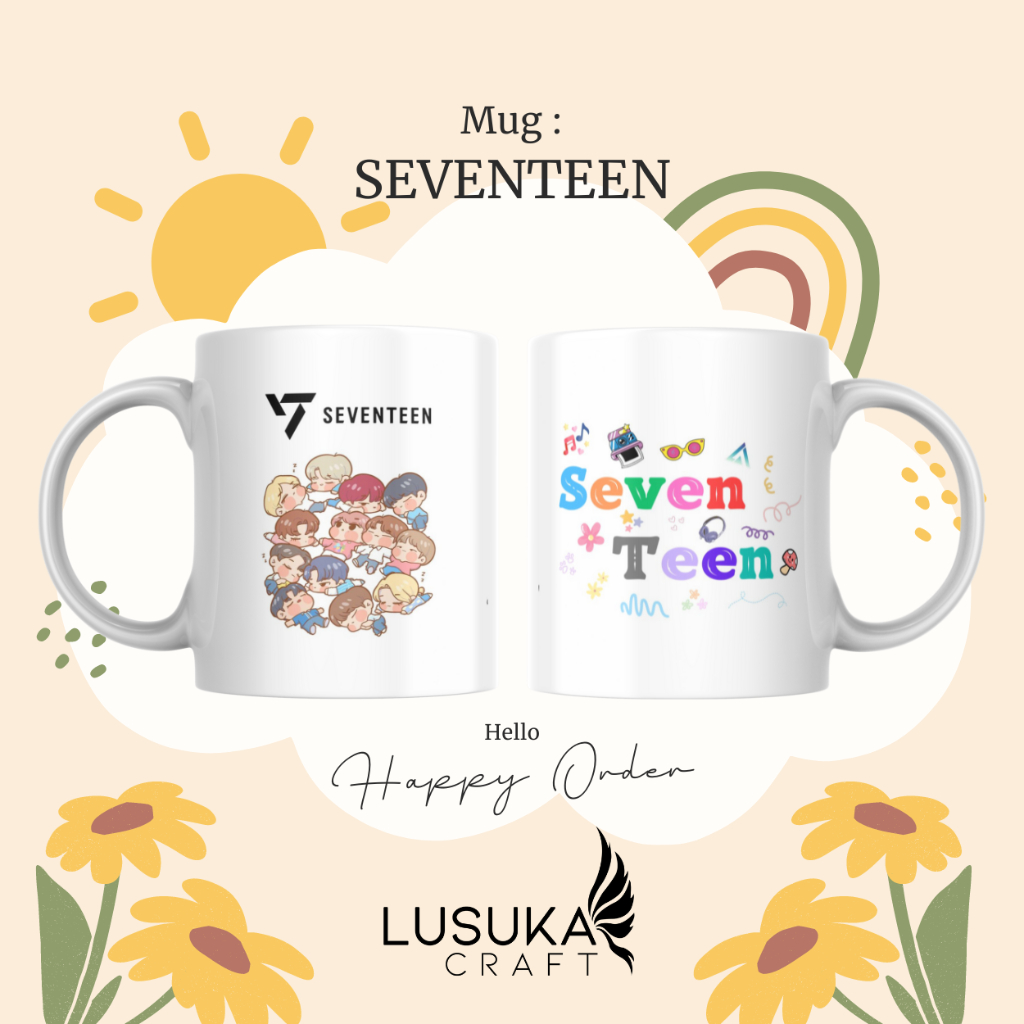 GIFT MUG SEVENTEEN GELAS SEVENTEEN MUG KPOP KADO WISUDA KADO ULANG TAHUN Lusuka Craft