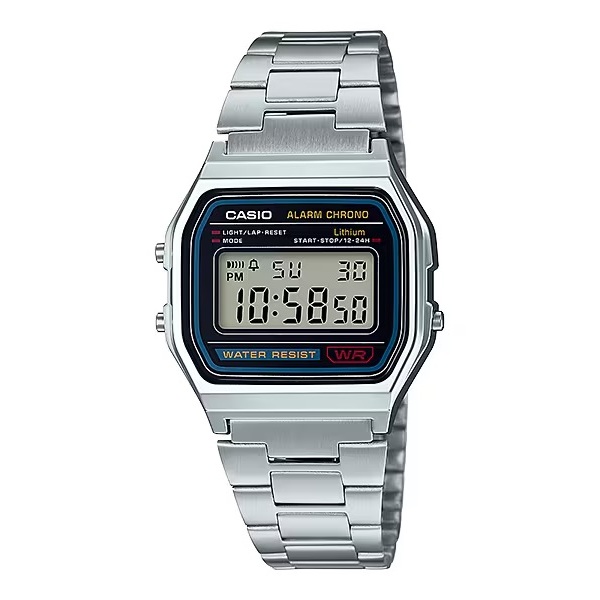Casio General A158WA-1D / A158WA-1DF Jam Tangan Unisex Digital Stainless Steel Silver