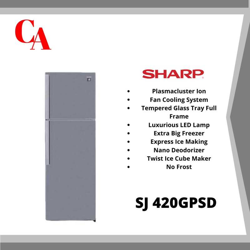 SHARP kulkas 2 pintu plasmacluster SJ 420GP SD SJ-420-GP SD SJ 420 GP SD lemari es sharp