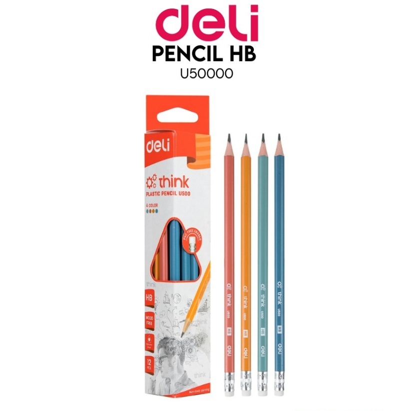 

Deli Pensil Plastik HB dengan Ujung Penghapus Bentuk Segitiga EU50000