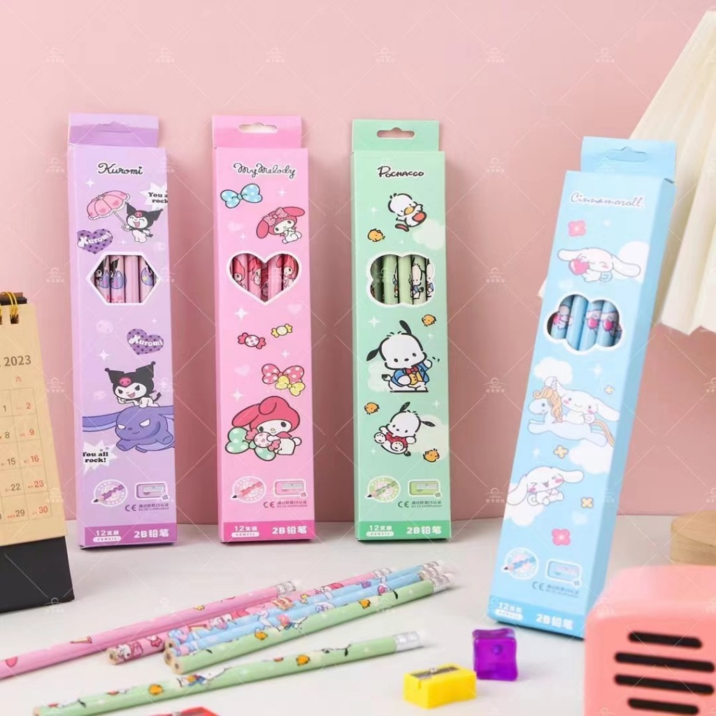 

PENSIL 2B KARAKTER CARTOON CUTE SANRIO - UNICORN - MONSTER 1 BOX ISI 12PC BONUS SERUTAN