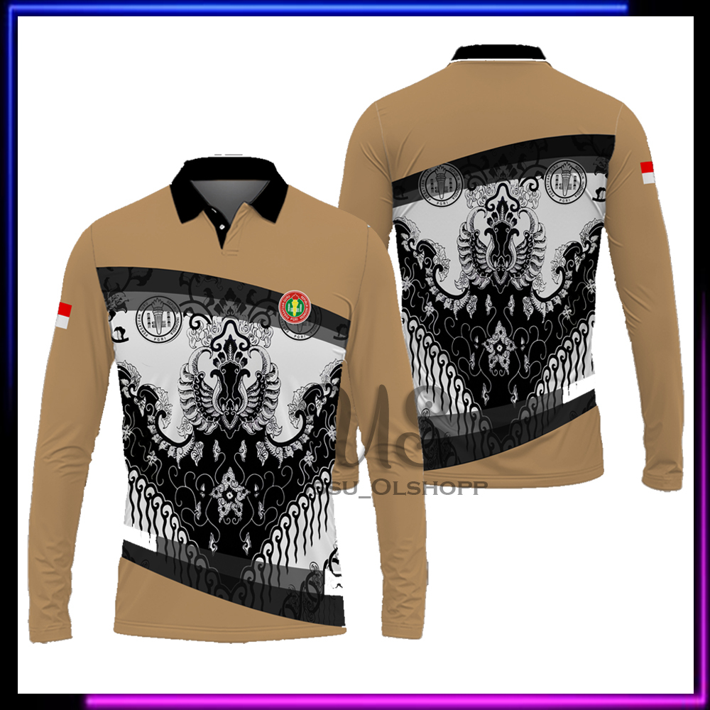Baju Batik PGRI Kaos Baju Guru Pria Motif Batik PGRI Lengan Pendek Panjang Fullprint
