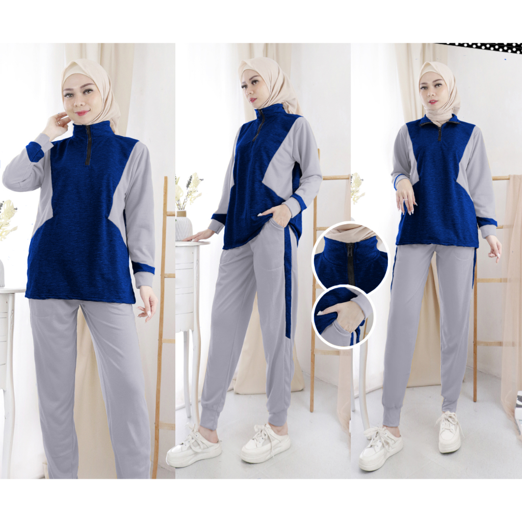 RB Set AURYA Setelan Baju Olahraga Training Senam Wanita Lengan Panjang Model Korea