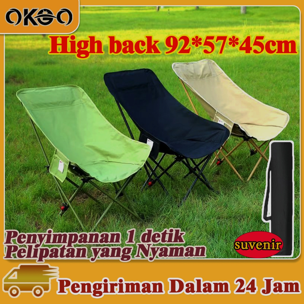 OKGO Aluminium Kursi Lipat Portable Kursi Back Tinggi Kursi Lipat Outdoor Kursi Pantai Lipat Kursi L