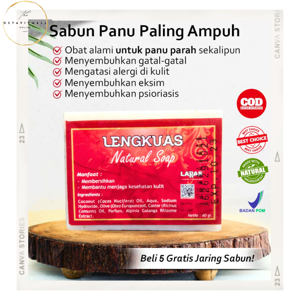 SABUN PANU LENGKUAS AMPUH ADUZZE / LARAS / Atasi Gatal & Jamur Kulit dengan Sabun Herbal Lengkuas