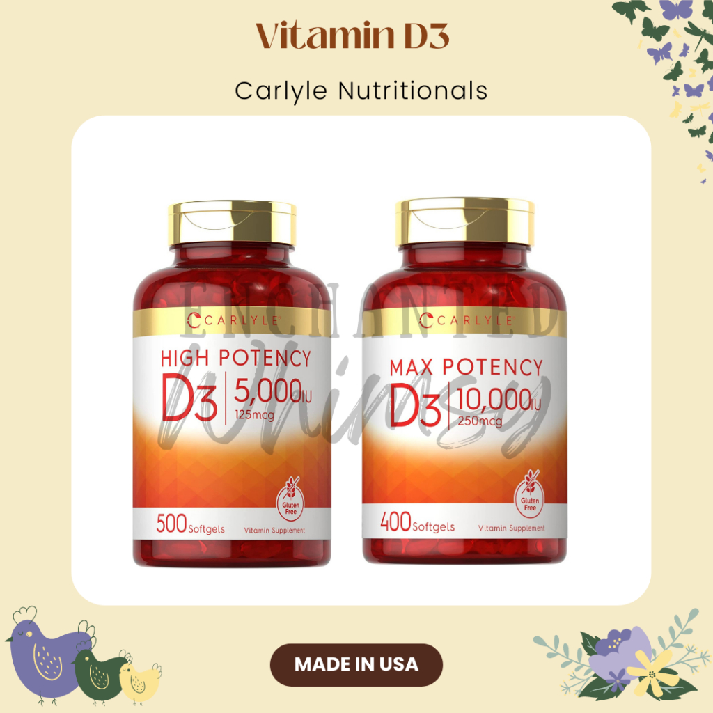 Vitamin D3 5000 10000 iu Carlyle 400 500 sg 125 250 mcg vit imunitas max potency USA