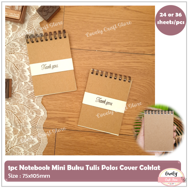 

LovelyCraftStore | A03 ~ 40lembar/pcs Notebook Mini Polos Buku Catatan Mini Cover Coklat