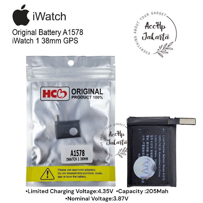 Baterai Batre IWATCH 1 38MM GPS Original Bateryy A1578 Batu Batrei IWATCH 1 38MM GPS Original