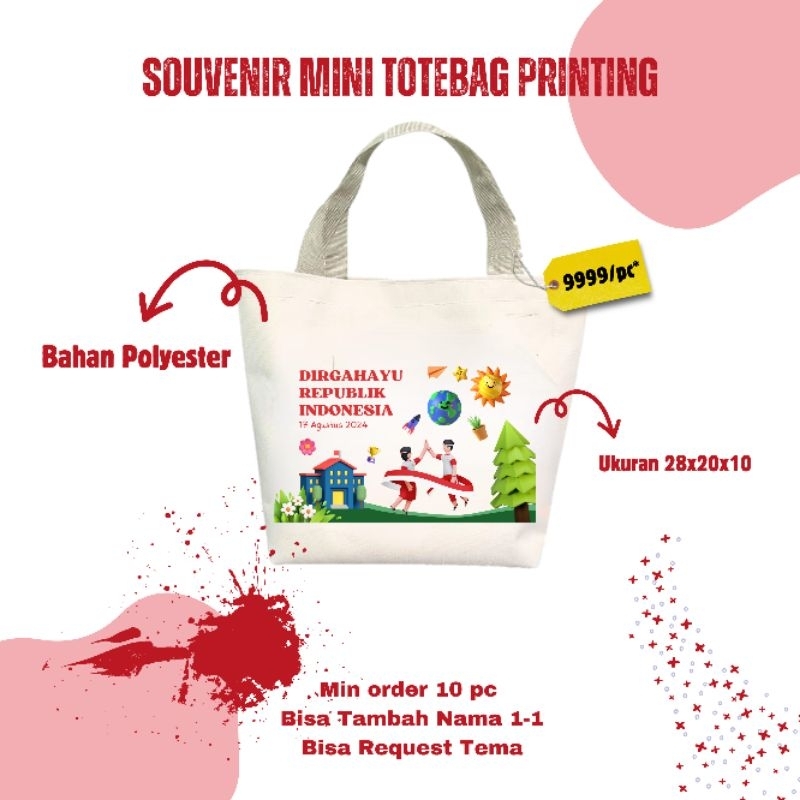 Souvenir Tas Totebag Kemerdekaan Printing Custom Totebag Mini Printing