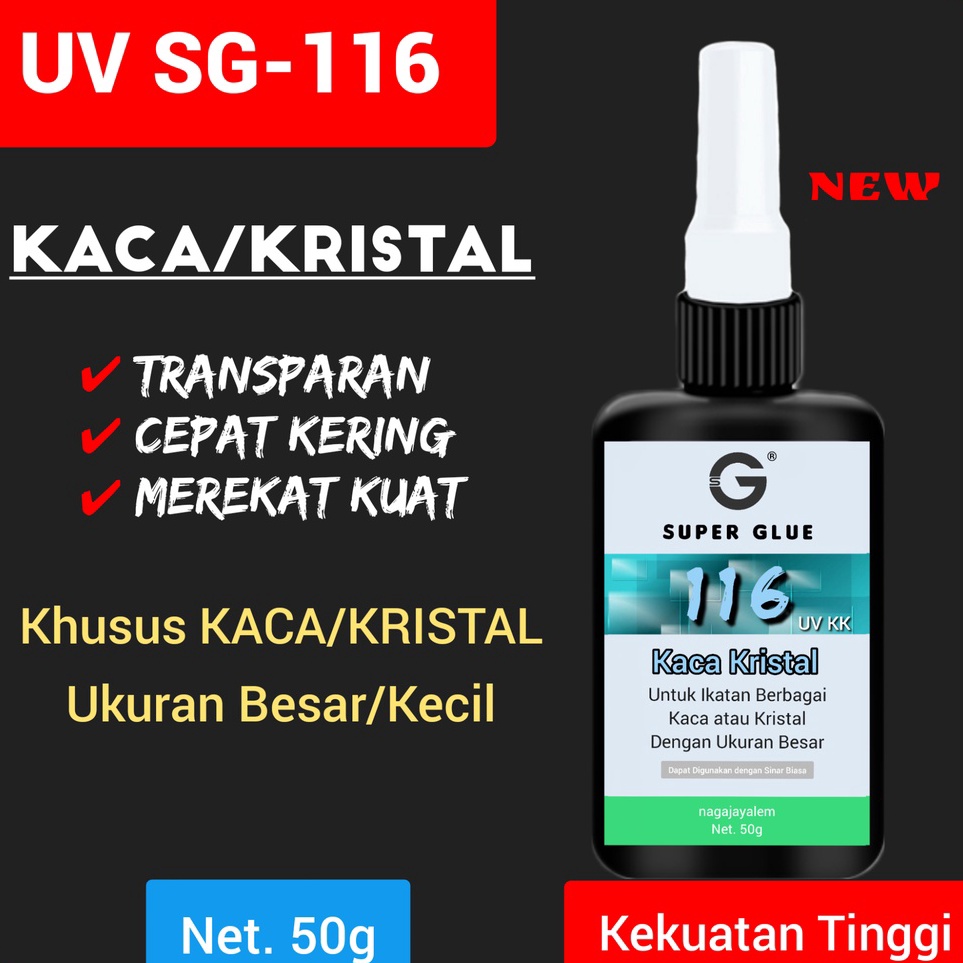 

5gLem UV KacaLem UV KristalLem KK 116 Mampu Untuk Permukaan Ikatan yang Besar KODE J6S1