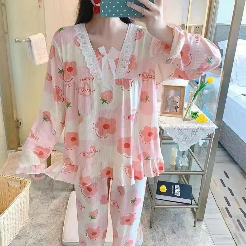 Orderbestie - 93 Baju Tidur Celana Panjang Lengan Panjang Korean style Piyama Wanita Cantik