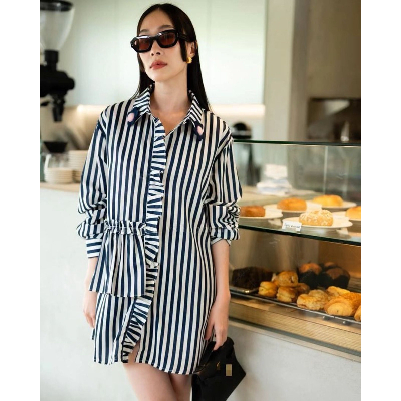 Meccaniya K02-Tunik Daisy Salur | Atasan Tunik Wanita Motif Salur BKK Import