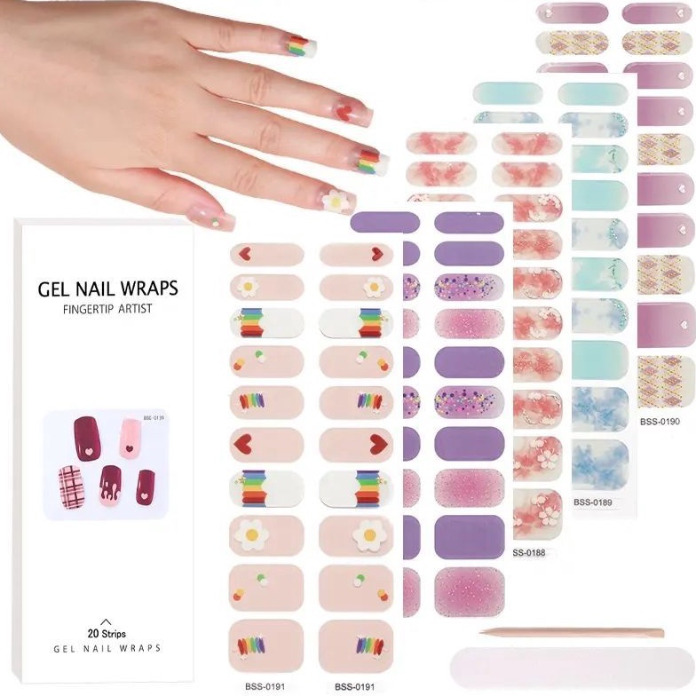 SPESIAL Stiker Kuku Gel Semi Cure Gel Wrap Sticker Nail Art Tangan Kaki Toe