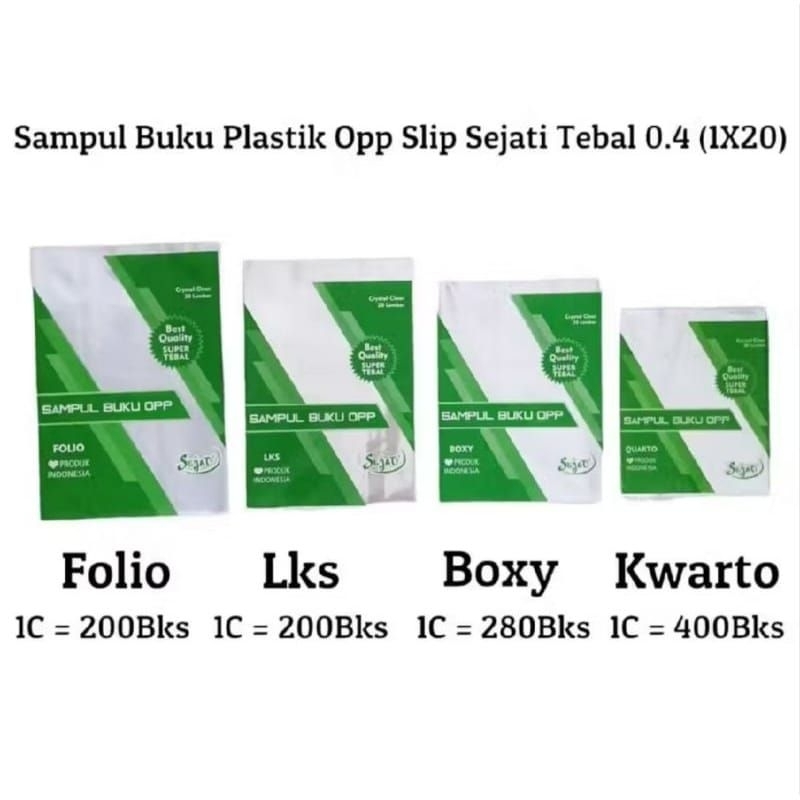 

SAMPUL BUKU OPP SEJATI BOXY, QUARTO, FOLIO