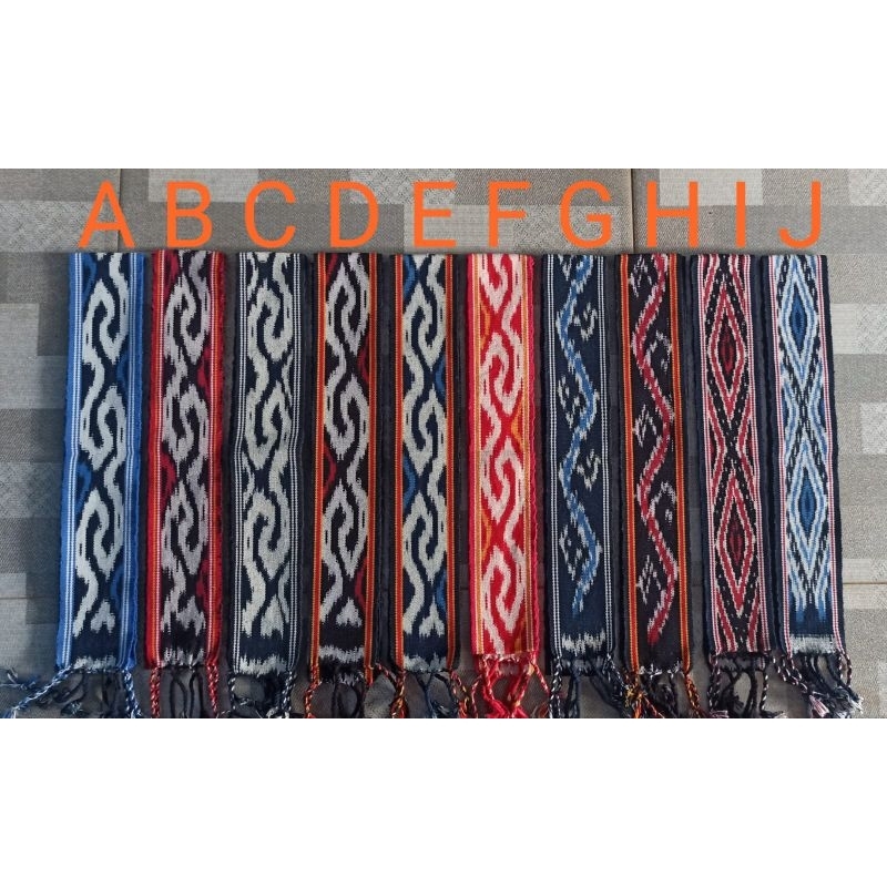 Ikat Kepala Tenun / Syal Tenun Motif Toraja, Dayak, Sumba, Asmat, Dll