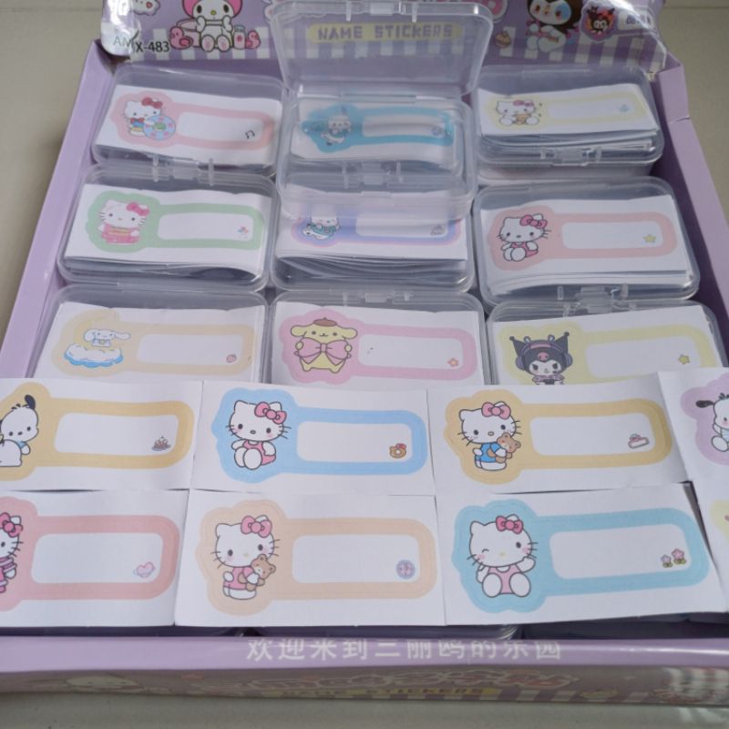 

stickers kertas label nama sanrio CINNAMOROLL KUROMI MY MELODY HELLO KITTY POMPOMPURIN POCHACCO