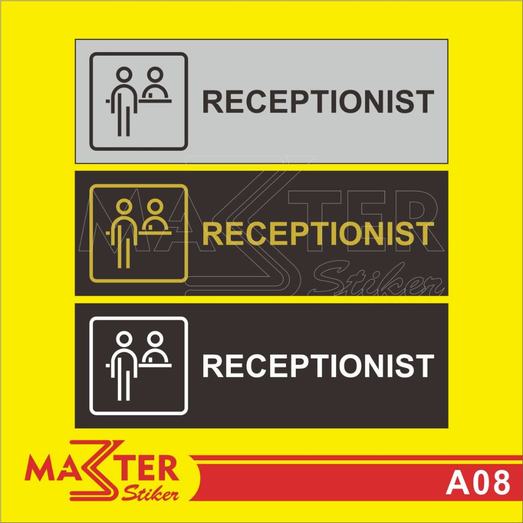 

A08 - Acrylic Sign, Stiker Akrilik Receptionist (Resepsionis), Tahan Air, Tidak Pudar, Bisa Custom