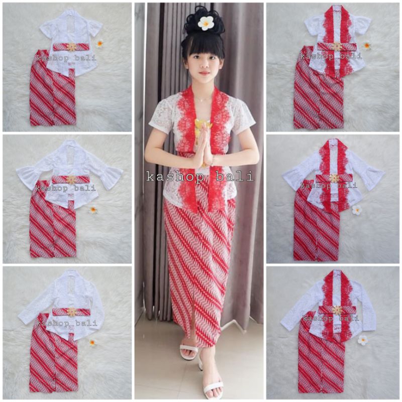 SET KEBAYA ANAK AGUSTUSAN (BROKAT+BATIK MERAH PUTIH)