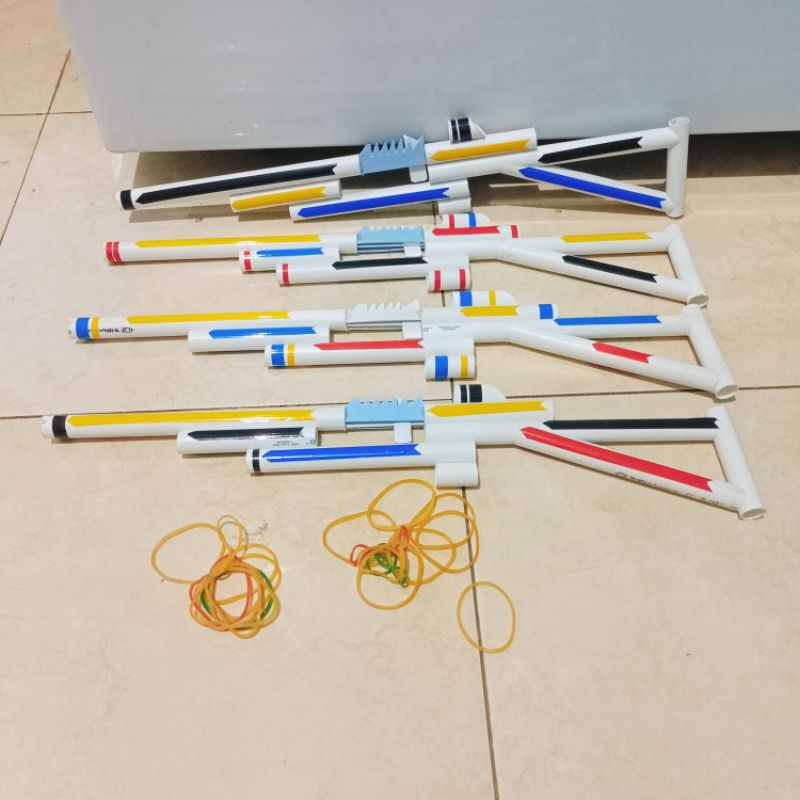 Mainan Tembakan Paralon / Mainan tembak PVC Peluru Karet Mudah di Gunakan Rubber Band Gun 5x tembak 