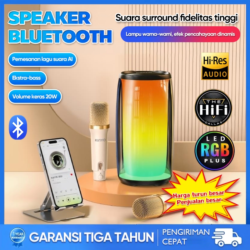 【Produk Termurah Shopee】Amplifier Bluetooth K9 Speaker Bluetooth Karaoke 2 Mic Set Speaker karoke St