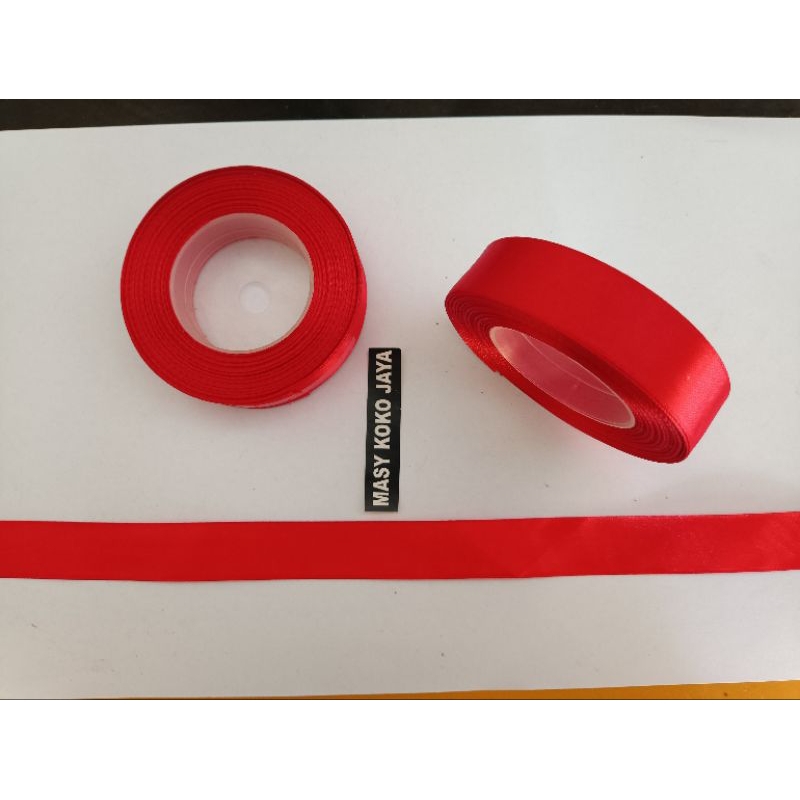 

Meteran, Merah Pita Satin 3/4" Pita Kado/Pita Hiasan untuk kado MASy KOKO