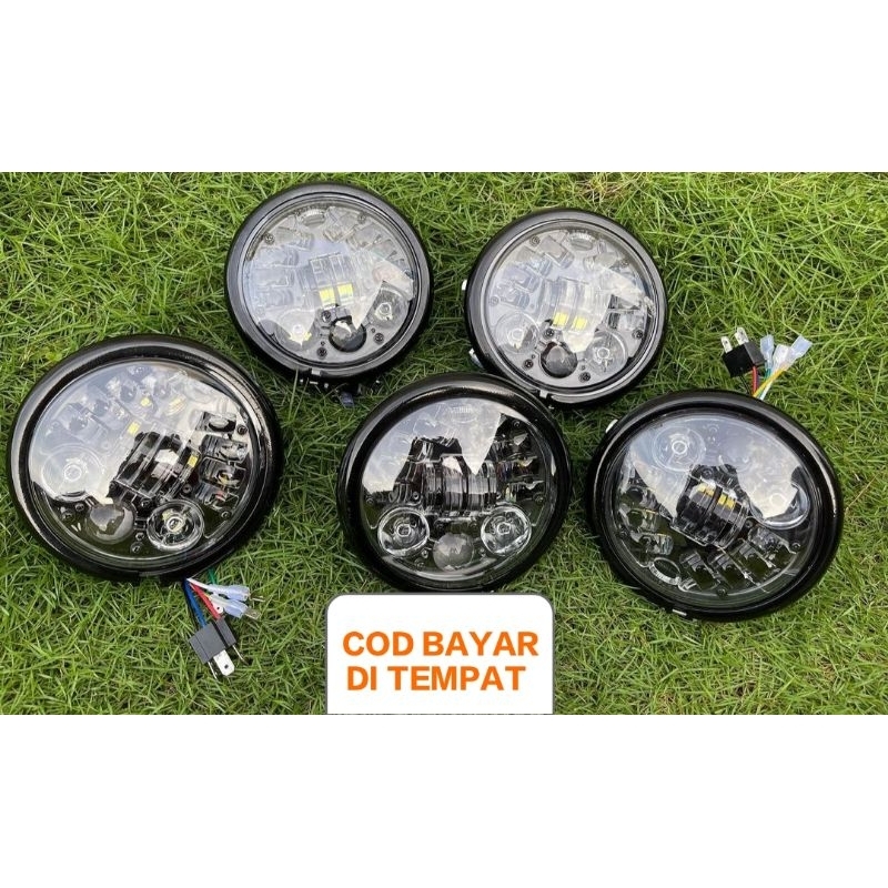 Lampu daymaker CB GL MP Rx king Jeep style verza megapro new 5,75 inch original DOT SAE fulset batok