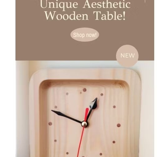 Jam meja kayu unik aesthetic