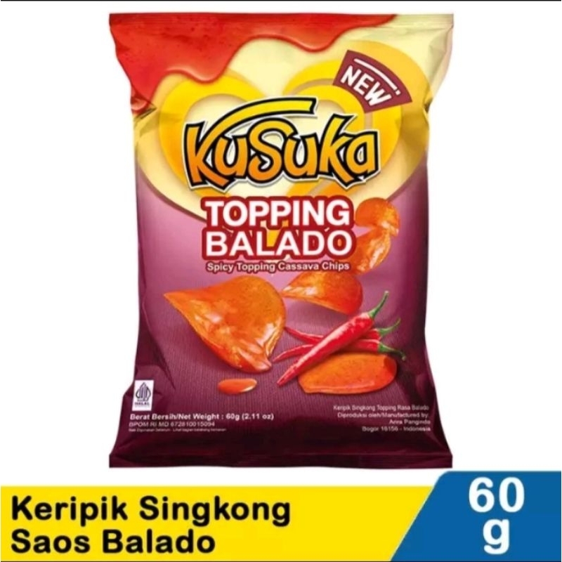 

Kusuka Keripik Singkong Lapis Saos Glazed Rasa Balado Spicy 60 gr