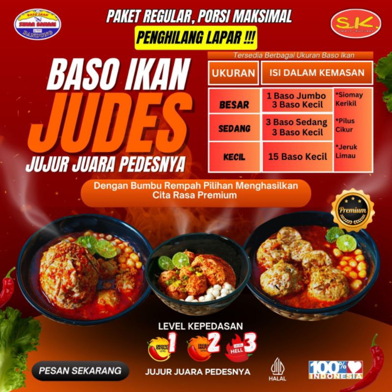 

EDISI REGULER BAKSO/BASO IKAN SINAR BAHARI BANDUNG Paket Judes Juara Pedas nya