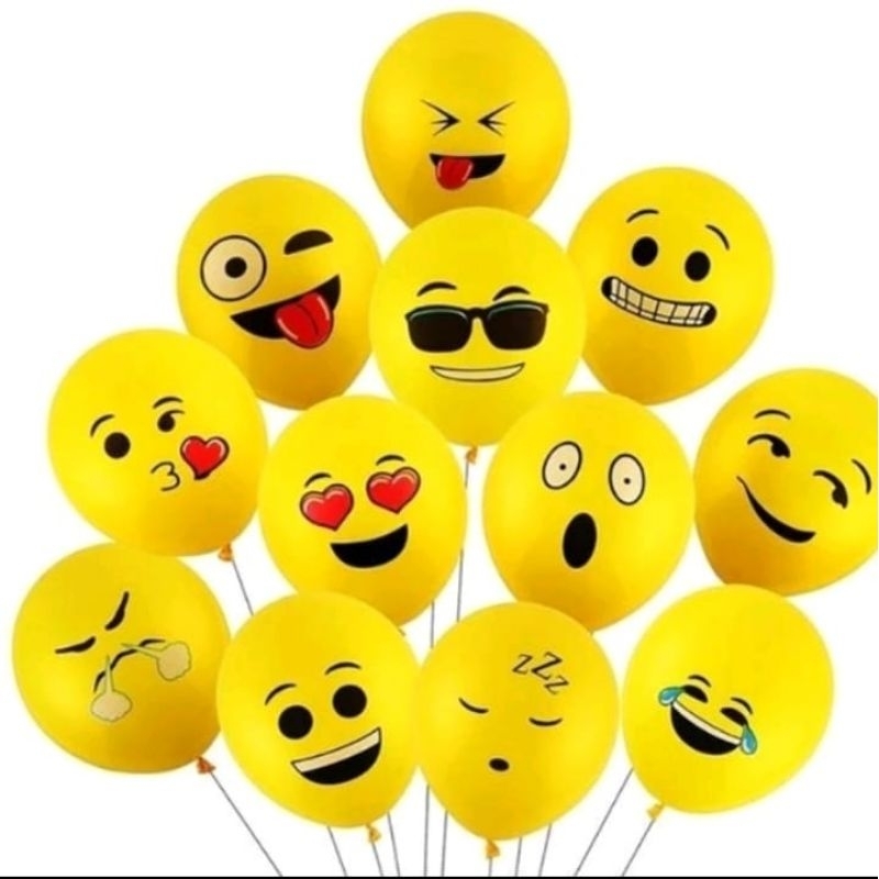 balon emoticon kuning 1pack isi 100pcs