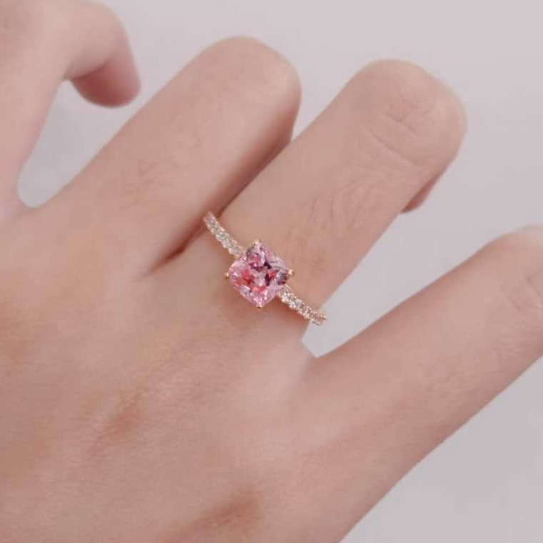 CINCIN PERMATA BATU PINK EMAS ASLI CANTIK