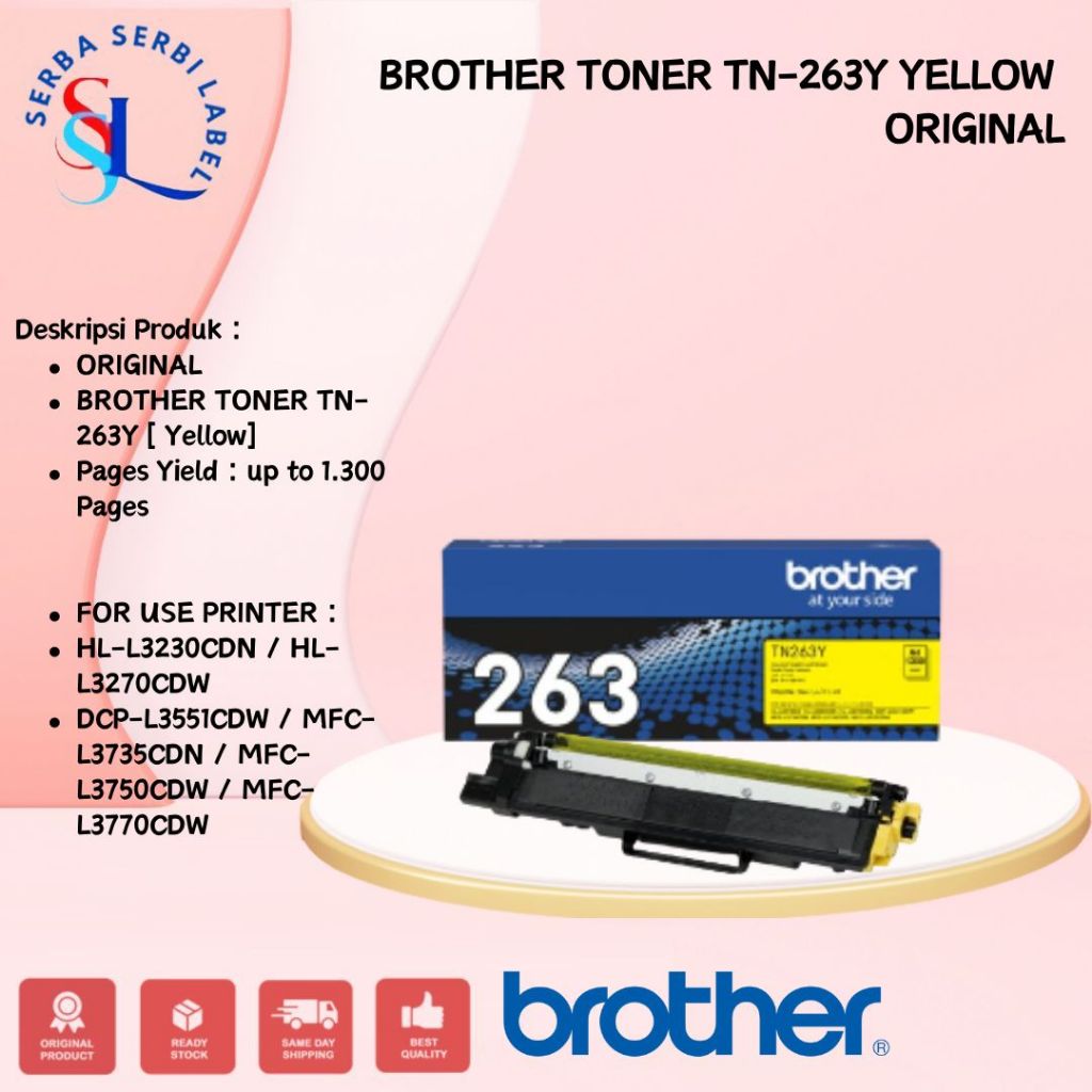 BROTHER Toner TN-263Y | TN263Y | TN263 Y Yellow Original