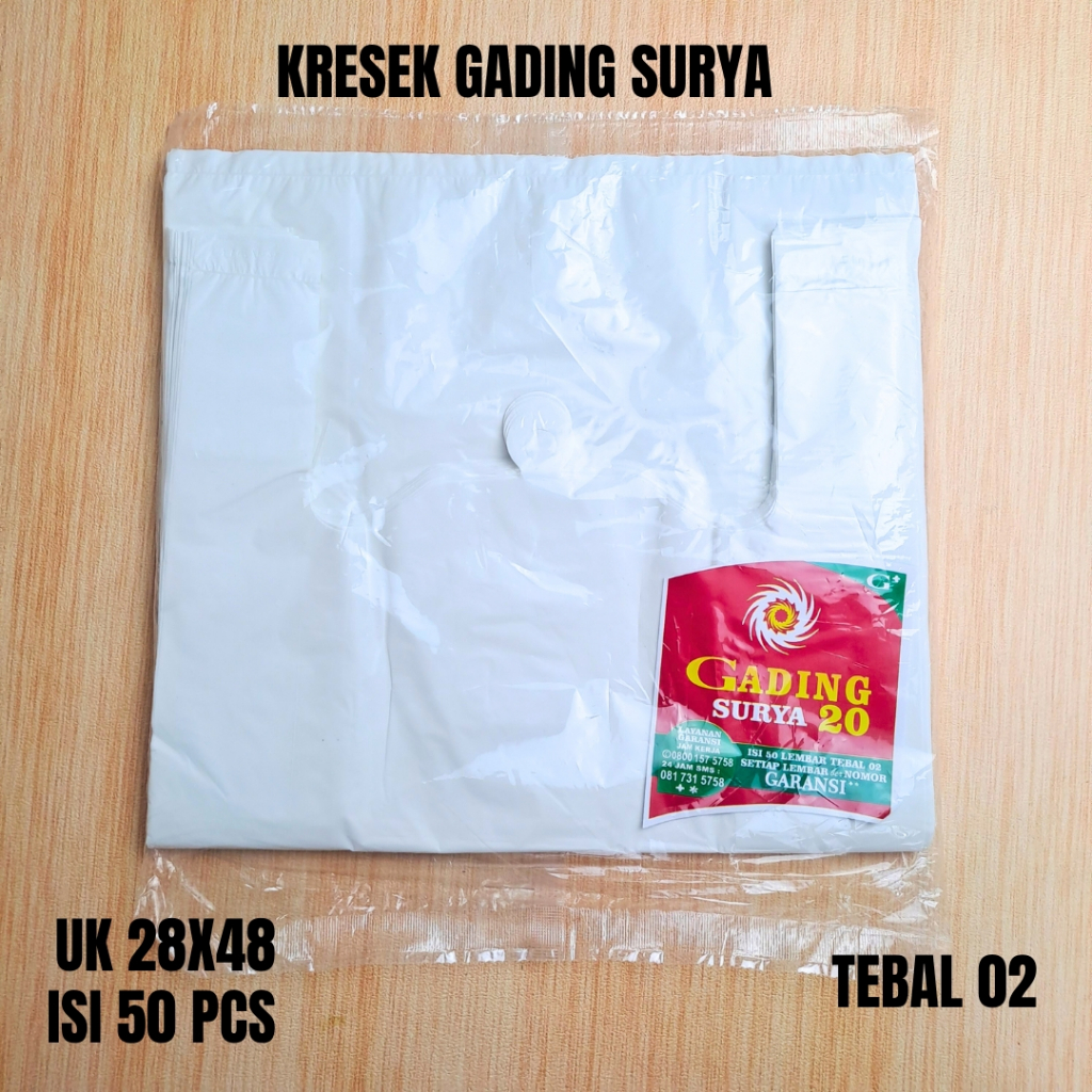 [isi 50] Kresek GADING SURYA ukuran 28x48 Tebal 02 warna putih