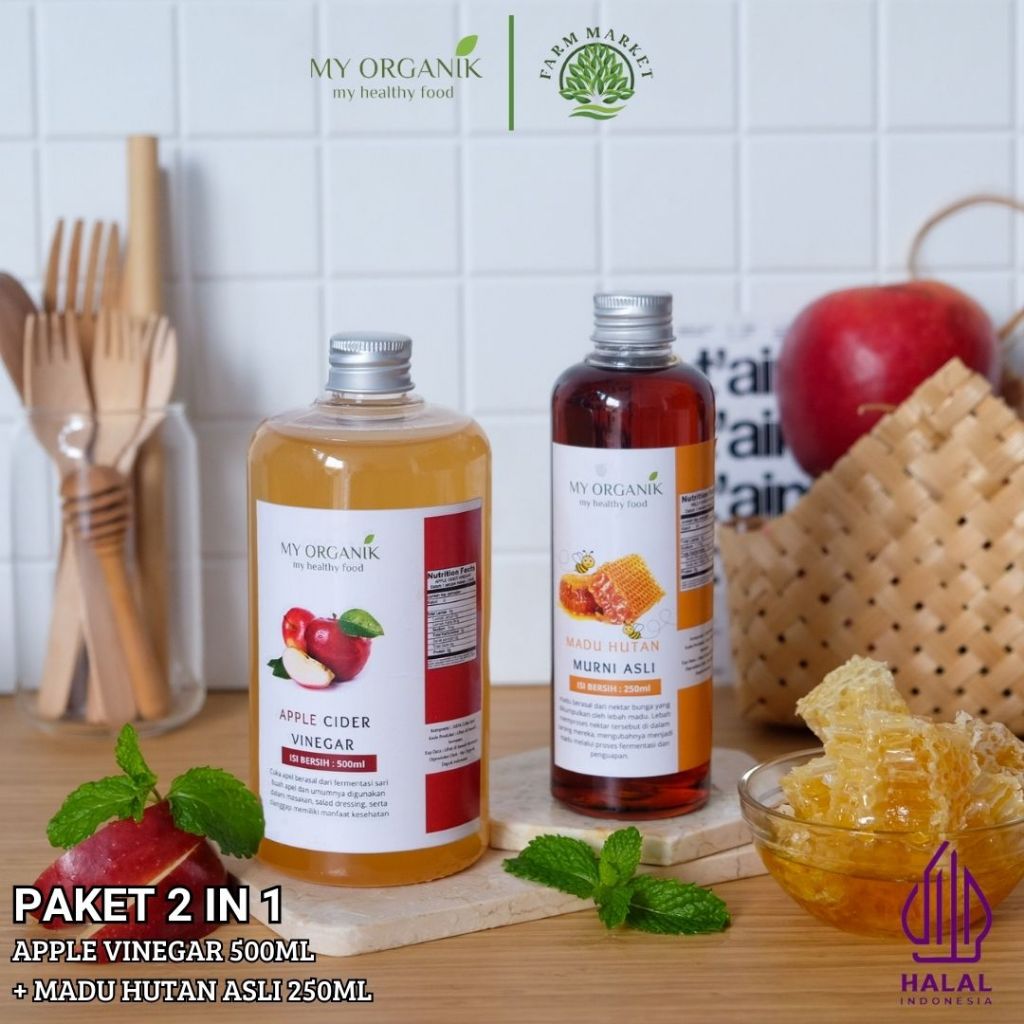 

My Organik 250ml Madu 500ml Cuka Apel Original Organik Apple cider Vinegar With Mother 250ml 500ml