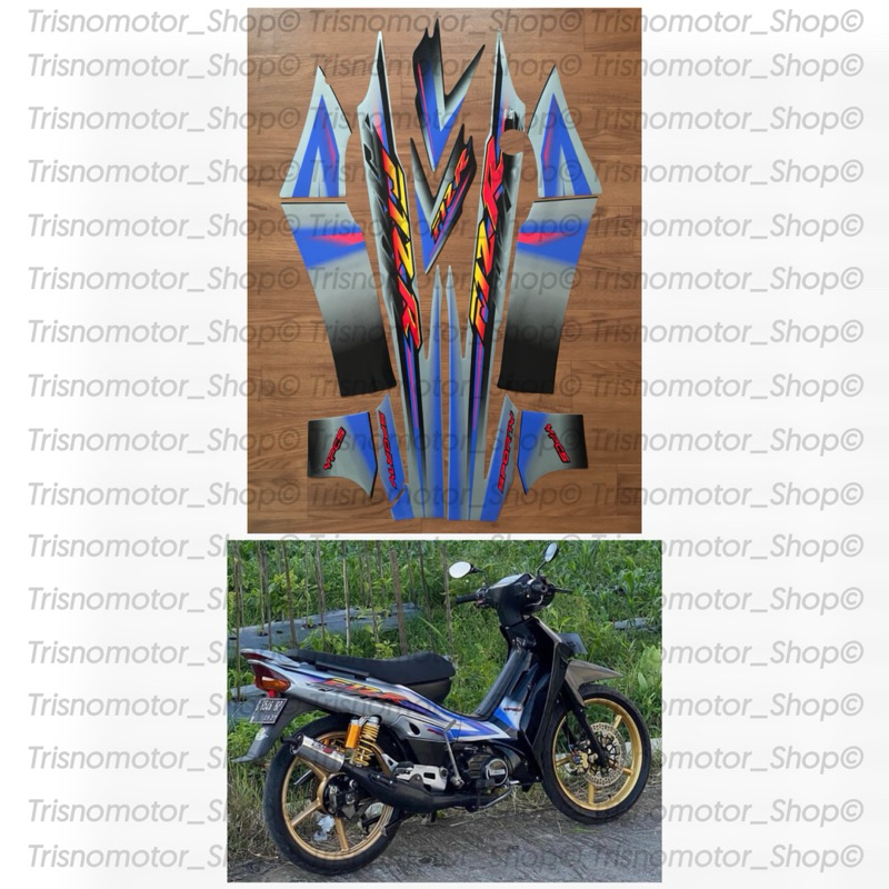 striping / sticker lis body Yamaha fizr / fiz r / f1zr sporty 2003 silver biru