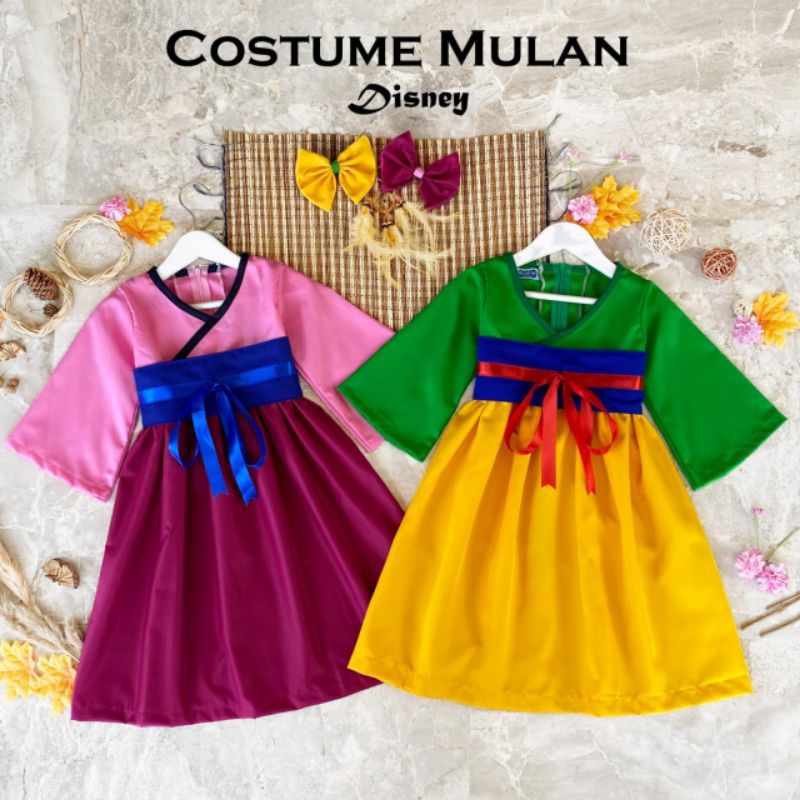 Costume Mulan Disney | Baju Carnaval Cosplay | Dress Mulan Disney Anak | Dress Anak Perempuan dan De