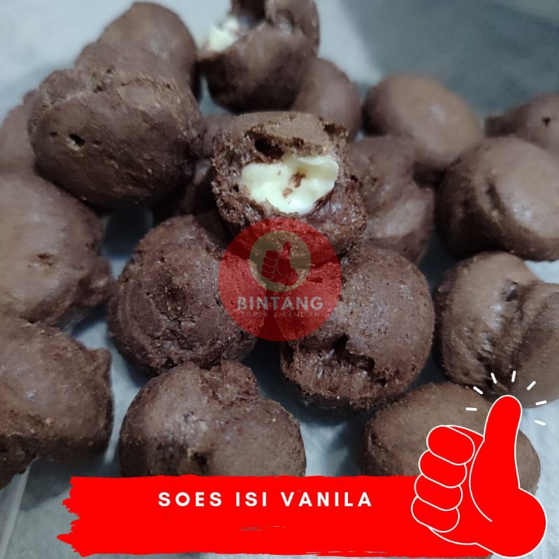 

Soes kering coklat isi vanilla 500 gr