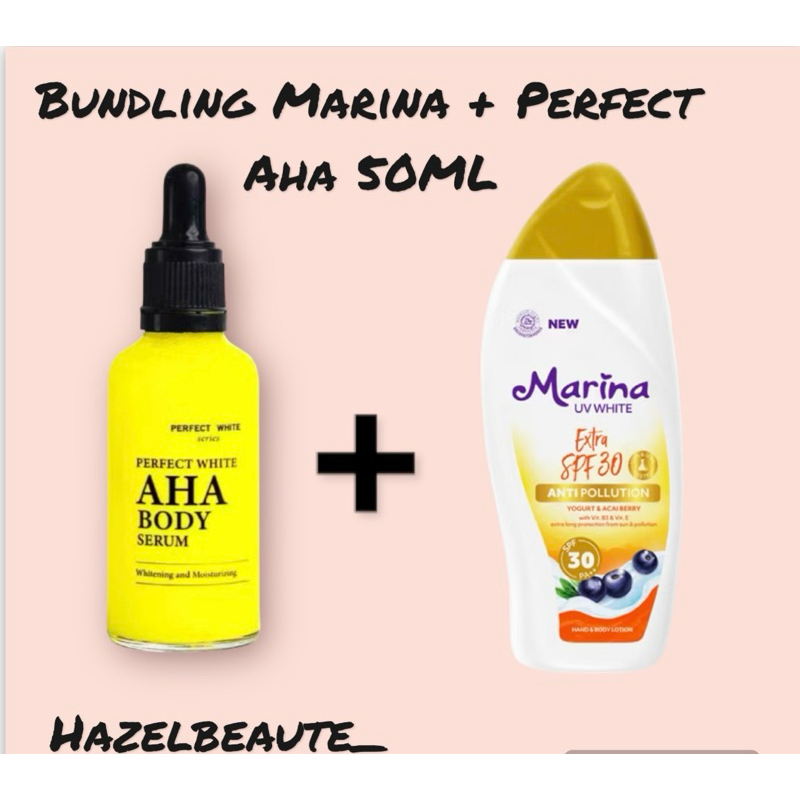 PAKET BUNDLING MARINA BODY LOTION EXTRA SPF 30 185ML & PERFECT AHA BODY SERUM 50ML