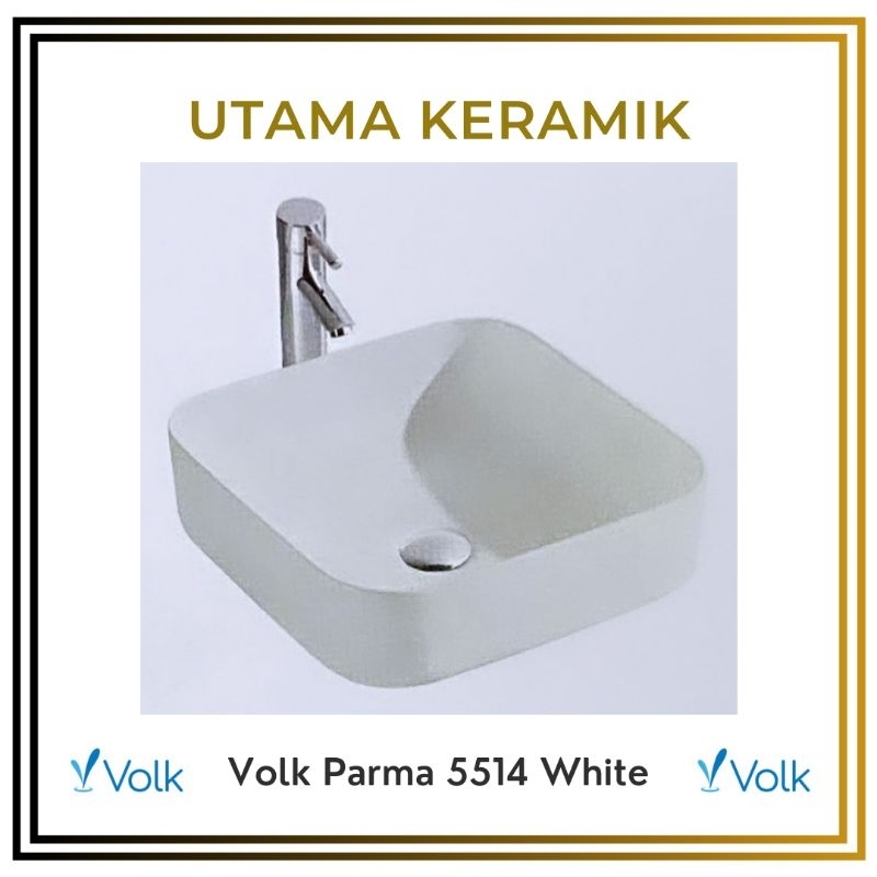 Wastafel meja kotak putih volk parma 5514 - Wastafel minimalis