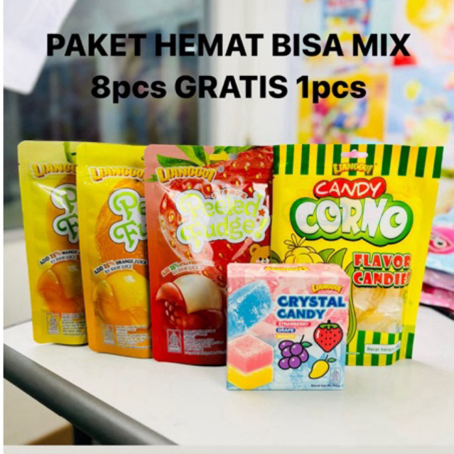 

PAKET HEMAT - MIX 8pcs GRATIS 1pcs (PEELED, CRISTAL CANDY & CANDY CORNO)